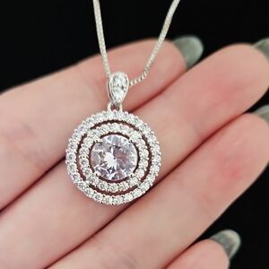 Moissanite - 18" Elegant 925 Silver Necklace with Pendant